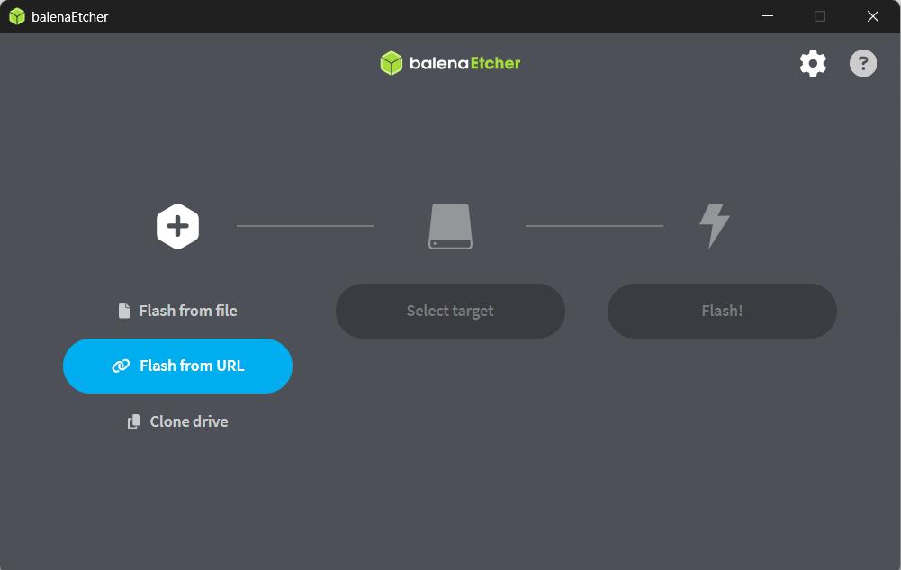 balenaEtcher start screen
