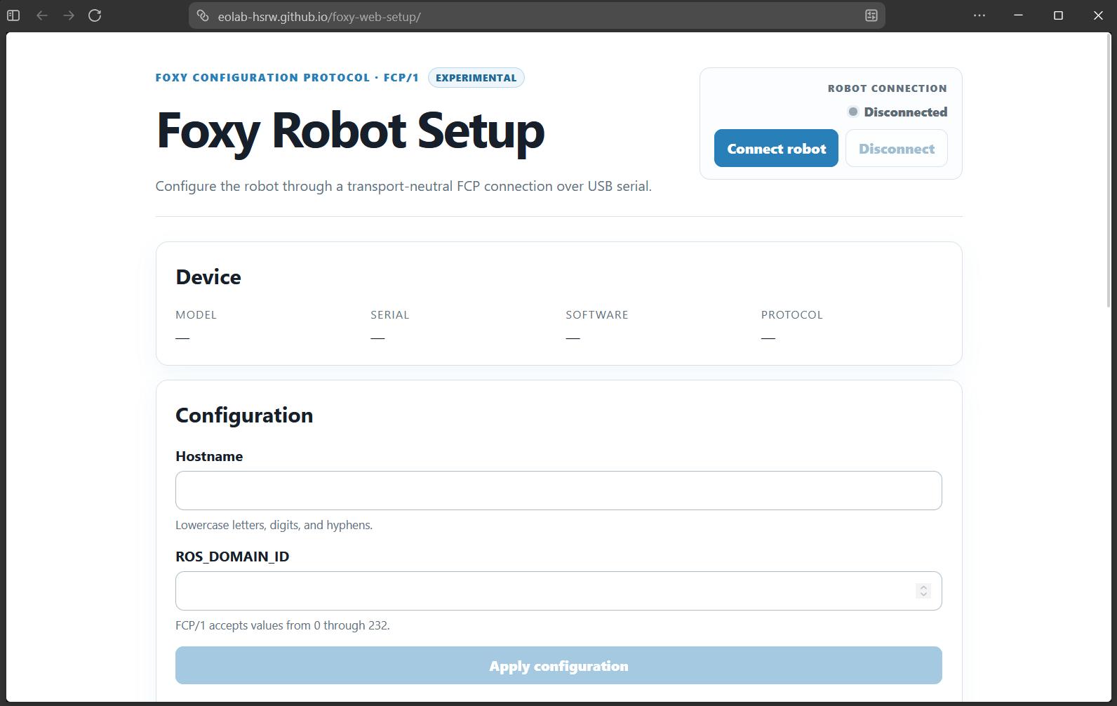 Foxy Web Setup